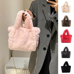 Evening Bags Plush Handbag Shoulder Bag Women's Winter Kawaii Furry Solid Colour Simple Y2k Cartoon Luxury Women Crossbody