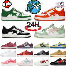 2024 Designer Sta Casual Shoes Low Top men and women white Yellow Camouflage Skateboarding sports Bapely Sneakers Outdoor Shoes Waterproof leather sizes 36-45