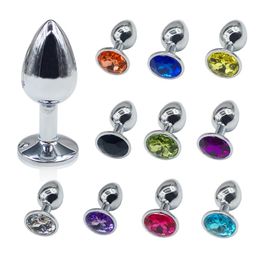 S Size Anal Plug Crystal Jewelry Round Butt Plug Stimulator Sex Toys Dildo Stainless Steel Anal Plug Couple Adult Game8435486