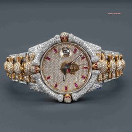 Fancy mens stainless steel watch moissanite diamond vvs clarity iced out hip hop unique watch for men wrist wear watch