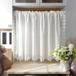 Curtain 1PC Little Daisy Ruffle Short Curtains For Small Window White Drape Cabinet Kitchen Study Rod Special Blinds #E