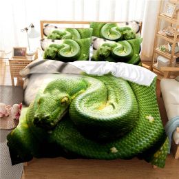 Set Green Snake New Products Bedding Duvet Cover 3D Digital Printing Bed Sheet Fashion Design 23Piece Quilt Cover Bedding Set Sheer Curtains