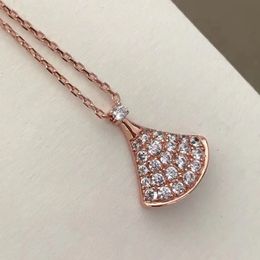 Fan shaped skirt series designer necklace for woman diamond Gold plated 18K crystal diamond European size gift for girlfriend with box 017