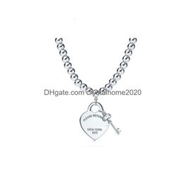 Anydesigne Luxury S925 Sterling Sier Heart Anahtar Altın Kaplama Elmas Kolye Damla Teslimat İle Kolye Yaka Zinciri Dhpx2