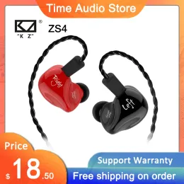 Headphones KZ ZS4 Earphones 1DD+1BA Hybrid technology HIFI Stereo Headset In Ear Monitor Sport Headphone Noise Cancelling Gaming Earbuds