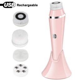 Devices 4 In 1 Facial Cleansing Brush Deep Cleaning Face Rolling Massage Facial Cleanser Brush Blackhead Removal Device Beauty Tools