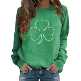 Women's Hoodies Festival Four Leaf Round Neck Long Sleeve Extra Sweatshirt Distressed Tees Women Casual Pullover Apparel T