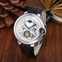 U1 Top-grade AAA Top Quality Watch 44MM Men Automatic Mechanical Movement Luxury Watches Skeleton Dial Leather Stainless Steel Fashion Business Wristwatch