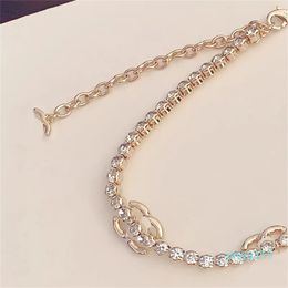 Designer Chains Necklace Woman Style Necklaces With Rhinestone Choker Letters Elegant Womens Exquisite Jewellery With Box