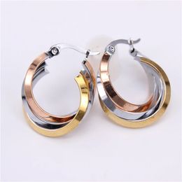 Stainless steel Hoop earrings Ladies style Womens fashion wear Three floors 3 colors Twisted wire LH867 240227