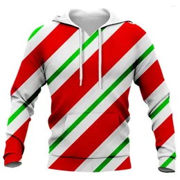 Men's Hoodies HX Striped 3D Graphic Christmas Hoodie Casual Pocket Pullovers Fashion Festival Coat Men Clothing