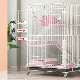 Cages 85x60x70cm THREE LAYERS LARGE wholesale price Pet cat villa indoor 3tiers folded cattery articles cage With roller