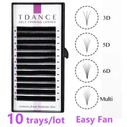 Eyelashes TDANCE 10tray/Lot Fast SelfMaking Fans Bloom False Eyelash Extension Austomatic Flowering Volume Lashes 8D 10D Makeup Easy Fan