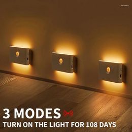 Night Lights 1PCS LED Induction Light USB Charging Wireless Lamp With Motion Sensor Bedroom Bathroom Corridor Cabinet Wall