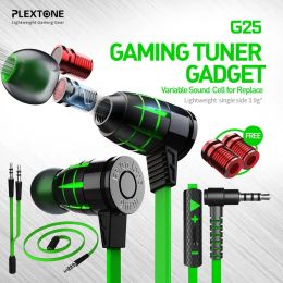 Headphones Plextone Hammerhead G25 Gaming Earphones With Mic In Ear Noise Isolation Headsets Variable Sound Cell For Replace For Pubg CSGO