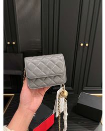 Vintage CC Designer Bags Women Mini Woc Shoulder With Gold Ball Cf Flap Purse Classic Small Tote Lady Black Handbag Quilted Crossbody Wallet
