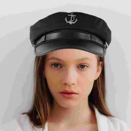 Berets Black Cap Boat Captain Hat Decorate Sailor Captains Costume Women Women's
