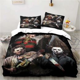 sets Horror Movie Cover Digital Print Polyester Bedding Sets Child Kids Covers Boys Bed Linen Set for Teens king size bedding set