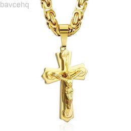 Hänge halsband religiösa Jesus kors halsband för män guld rostfritt stål korsfix hänge med kedjans manliga smycken gåva 210721 240302