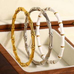 Link Bracelets AENSOA 2024 Oval Geometric Charm Stainless Steel Bangles For Women Unique Design Hollow Gold Colour Wrist Jewellery
