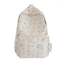 School Bags E74B Women's Laptop Bag Computer Bookbag For Work College Travel Daypack Purse Medium Backpack Cute Floral Print