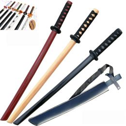 Arts Aikido Wooden Sword Martial Arts Weapon Self Defence Stick Kung Fu Samurai Training Sword Katana With Bag Japanese Ninja Knife