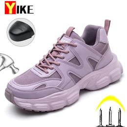 Women Work Safety Shoes Anti-puncture Steel Working Sneakers Indestructible Work Shoes Women Boots Lightweight Safety Boots 240228