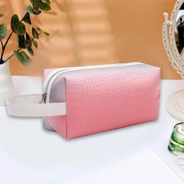 Cosmetic Bags Gradient Makeup Bag Large Capacity PU Leather Waterproof Zipper Pouch Organiser Storage For Women And Girls