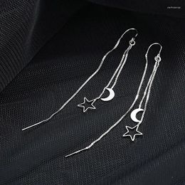Dangle Earrings Fashion Korean For Women Luxurious Chain Tassel Drop Retro Silver Color Hanging Trend Jewelr