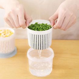 Storage Bottles Double-Layer Vegetables Sealed Box Vegetable Fruit Fresh Container Onion Ginger Strainers Basket Kitchen Supplies