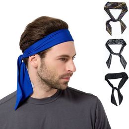 Women Men Striped Solid Tie Back Sport Headband Non-Slip Stretch Sweatbands Moisture Wicking Workout Yoga Running Headbands289d