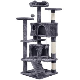 Scratchers 54.5" Double Condo Cat Tree with Scratching Post Tower cat toys cat tree house cat furniture
