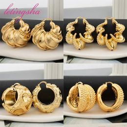 Dubai Gold Plated Luxury Hoop Earrings Collection African Nigerian Indian Fashion Earrings Womens Wedding Jewellery Party Gifts 240227