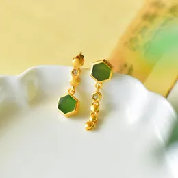 Dangle Earrings Hetian Jade Unique Design Niche Types A And B Geometric Pattern 2024 Fashion For Women