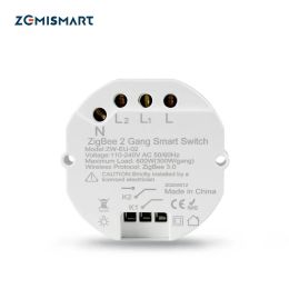 Control Zemismart Zigbee Switch SmartThings Tuya Zigbee Remote Control Light Inline Module Mini Switch 2 Gangs 2 Ways