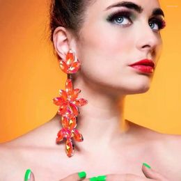 Dangle Earrings Exaggerated Rhinestone Flower Pendant Drop Pattern Fashion Women Luxury Crystal Geometric Large