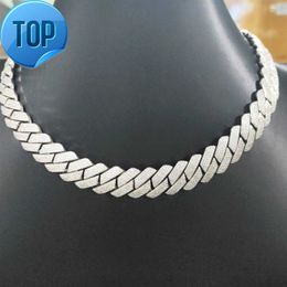 Gioielli Bust Down Miami Cuban Iced Out S925 Sterling Silver Moissanite 18mm Gold Cuban Link Chain