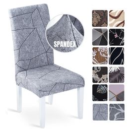 146pcs Spandex Elastic Printing Dining Chair Cover Modern Removable Anti-dirty Kitchen Seat Case Stretch Slipcover for Banquet 240228