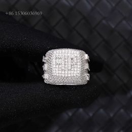 Xingguang Hip Hop Iced Out Bling Moissanite Gold Plated Sterling Sier Ring For Man