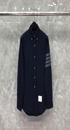 Men039s Shirt 4Bar Striped Korean Designs High Quality Women039s Oversized Navy Blouse Slim Fit Business Casual Oxford Cott2294840