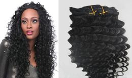 virgin brazilian Deep Wave Curly Clip In Human Hair Extensions Natural Remy Hair Extension Clip Ins Virgin Hair Full Head2813576
