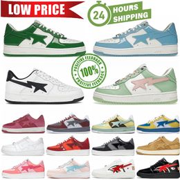 2024 Designer Sta Casual Shoes Low Top Men and women White Pink Camo Skateboarding Bapely Sneakers Outdoor Shoes Waterproof leather sizes 36-45