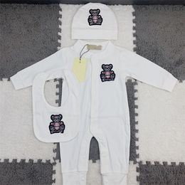Designer baby one-piece cotton print long-sleeved hip hop three-piece birth full moon suit crawling suit size 59cm-80cm A10