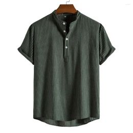 Mens Casual Shirts Summer Striped Hawaiian Graphic Clothing Short Sleeve Tops Streetwear Oversized For Men Henleys 2024