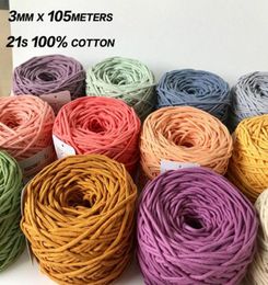 Yarn 3mm Macrame Cord 100 Cotton Braided Rope Waving edCord For DIY Crafts Knot Handbags Wall Hanging Plant Hanger Pillow6225999