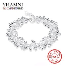 YHAMNI Luxury Real 925 Sterling Silver Jewelry Fashion Bracelets for Women Classic Charm Bracelet S925 Stamped H017349S