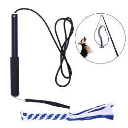 Toys Retractable Dog Stick Interactive Dog Toys Extendable Flirt Pole Funny Chasing Tail Teaser And Exerciser For Pets Size L (Black)