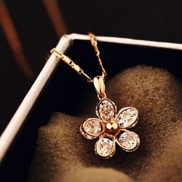 Big Cubic Zirconia Flower Pendant Necklace Women Choker Necklace for Wedding Party Fashion Jewelry Costume Korean Accessories281I