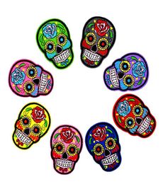 8 Styles Multicolor Skull Patches for Clothing Bags Iron on Transfer Applique Patch for Jacket Jeans DIY Sew on Embroidered Badge 7445348