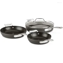 Cookware Sets All-Clad Essentials Hard Anodized Nonstick Sauce Pan Set 4 Piece 8 10.25 Inch Quart Oven Broiler Safe 500F Pots And Pans